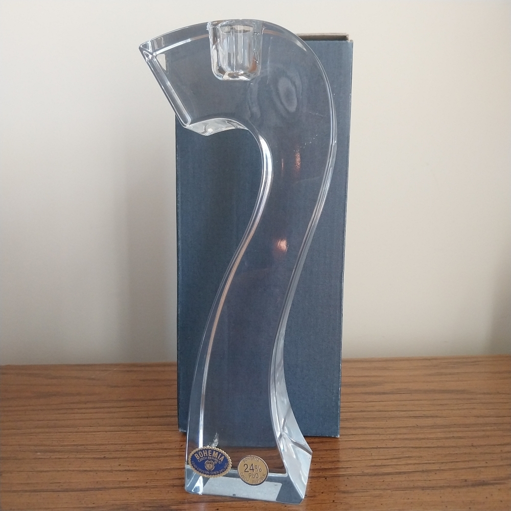 Two Bohemia Clear Crystal Candle Holders - Picture 15 of 16